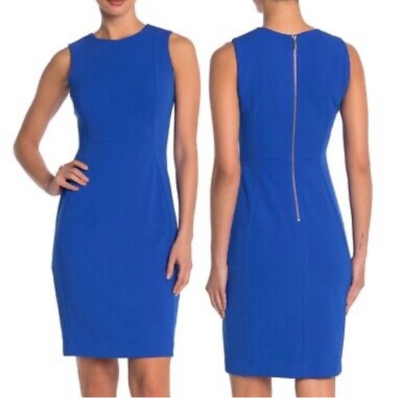 Calvin Klein Royal Blue Scuba Sheath Dress Size 4 *EUC* - Picture 1 of 12